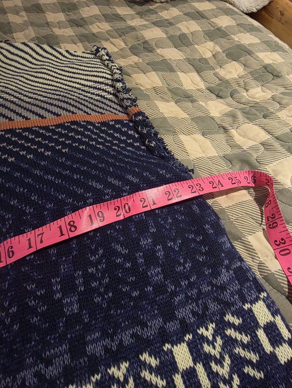 Striped Knit Open-Front Women's Sweater Cardigan - Navy & Coral - Picture 7 of 8